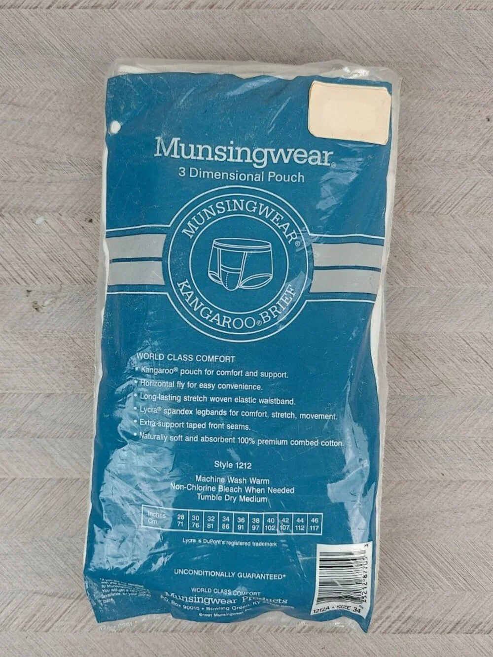 NEW Vintage Munsingwear Men's Briefs 3 Pack Kangaroo Pouch White Size 34